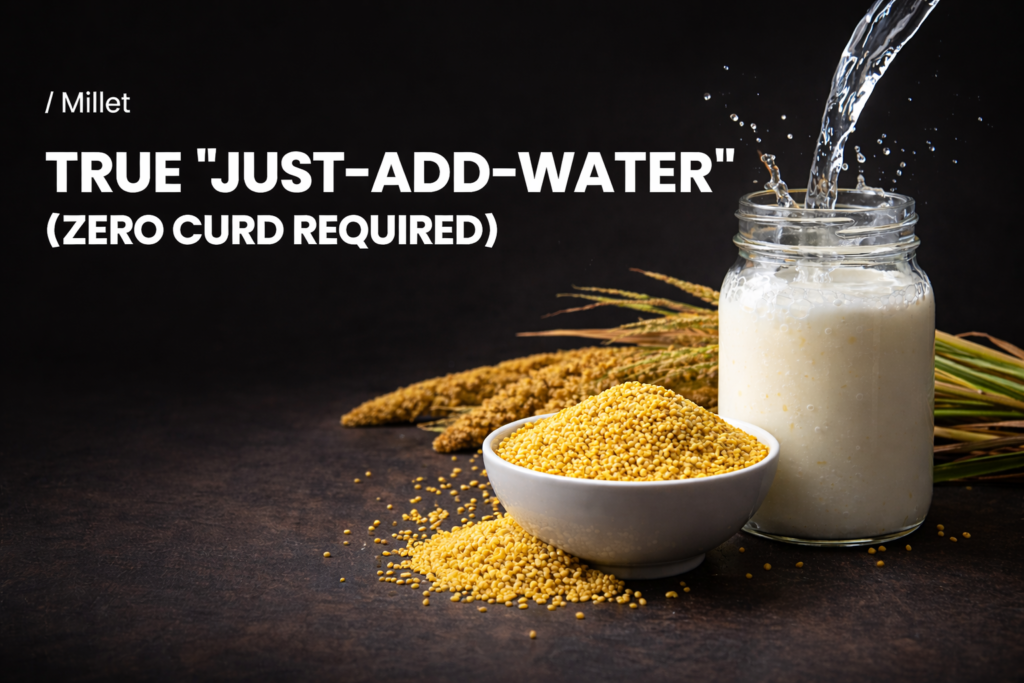 Pouring liquid into a jar with grains — just add water preparation